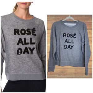 Betsey Johnson Rose all Day sequin gray sweatshirt